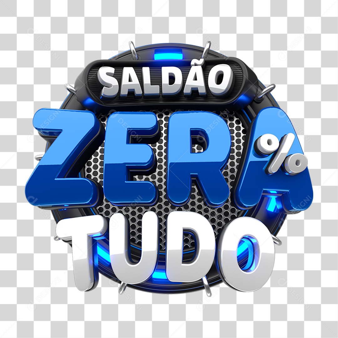 Selo 3D Saldão Zera Tudo para Composição PNG Transparente