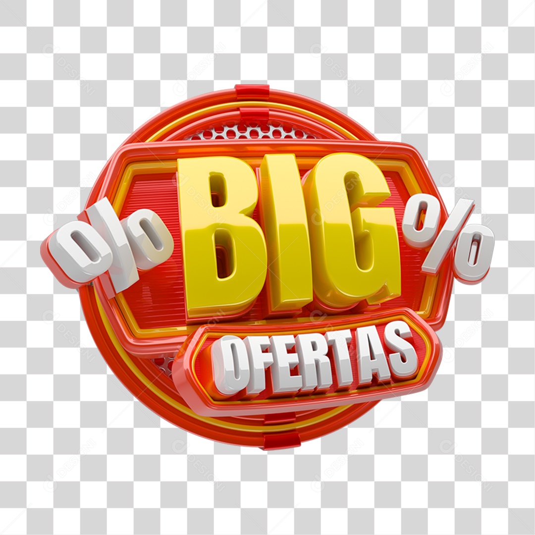 Selo 3D Big Ofertas para Composição PNG Transparente