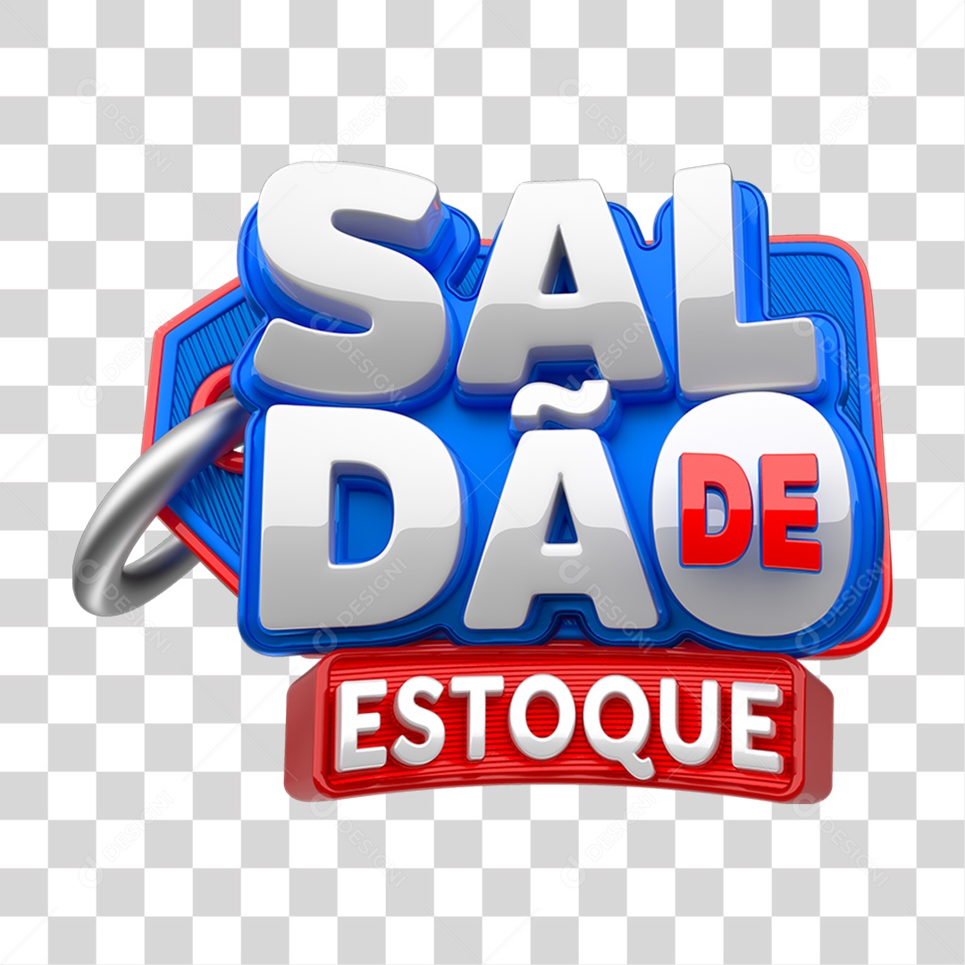 Selo 3D Saldão de Estoque para Composição PNG Transparente