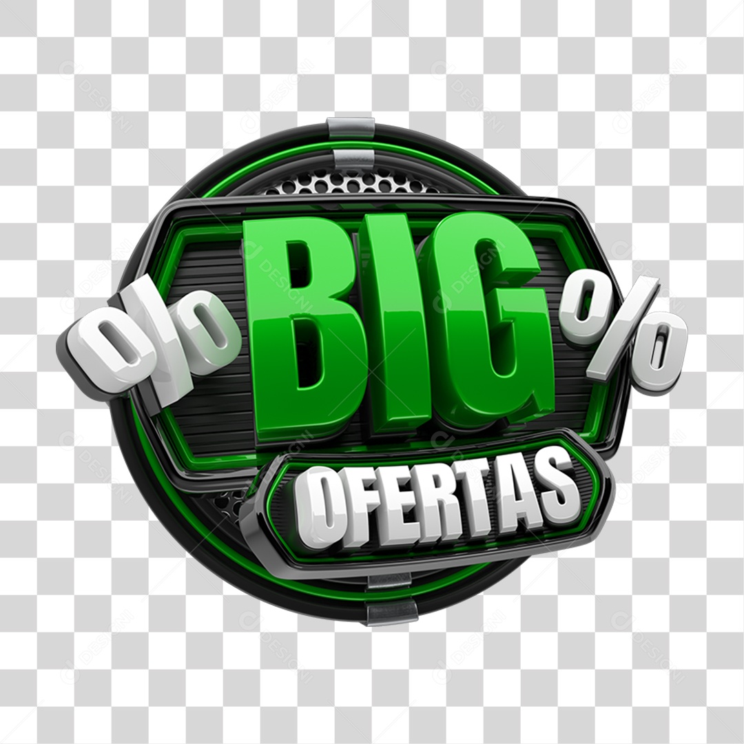 Selo 3D Big Ofertas para Composição PNG Transparente