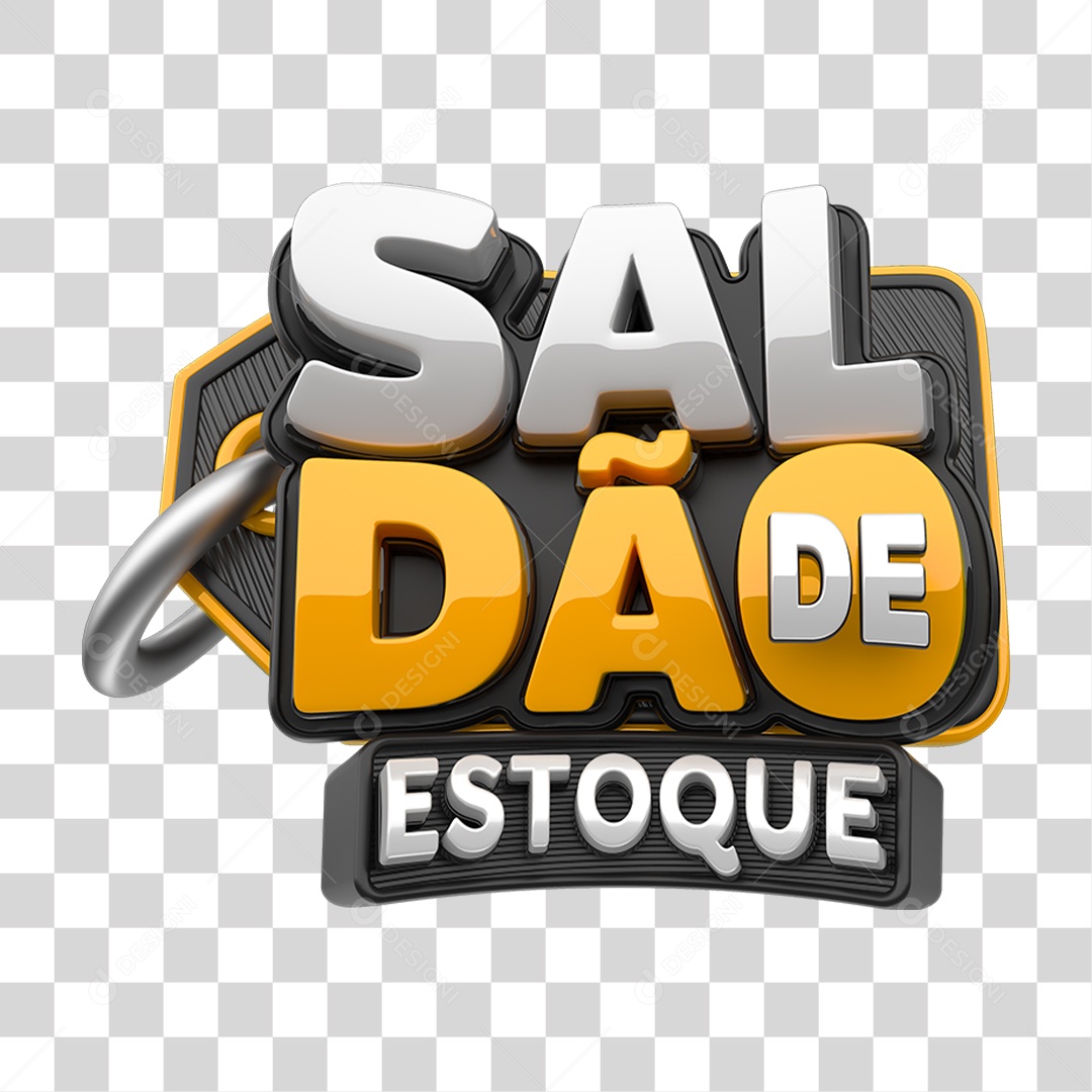 Selo 3D Saldão de Estoque para Composição PNG Transparente