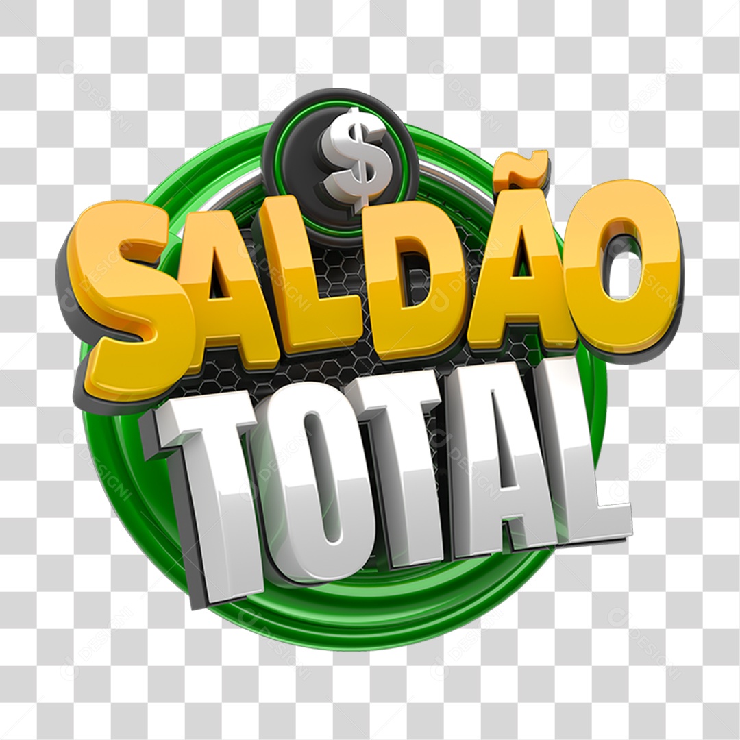 Selo 3D Saldão Total para Composição PNG Transparente