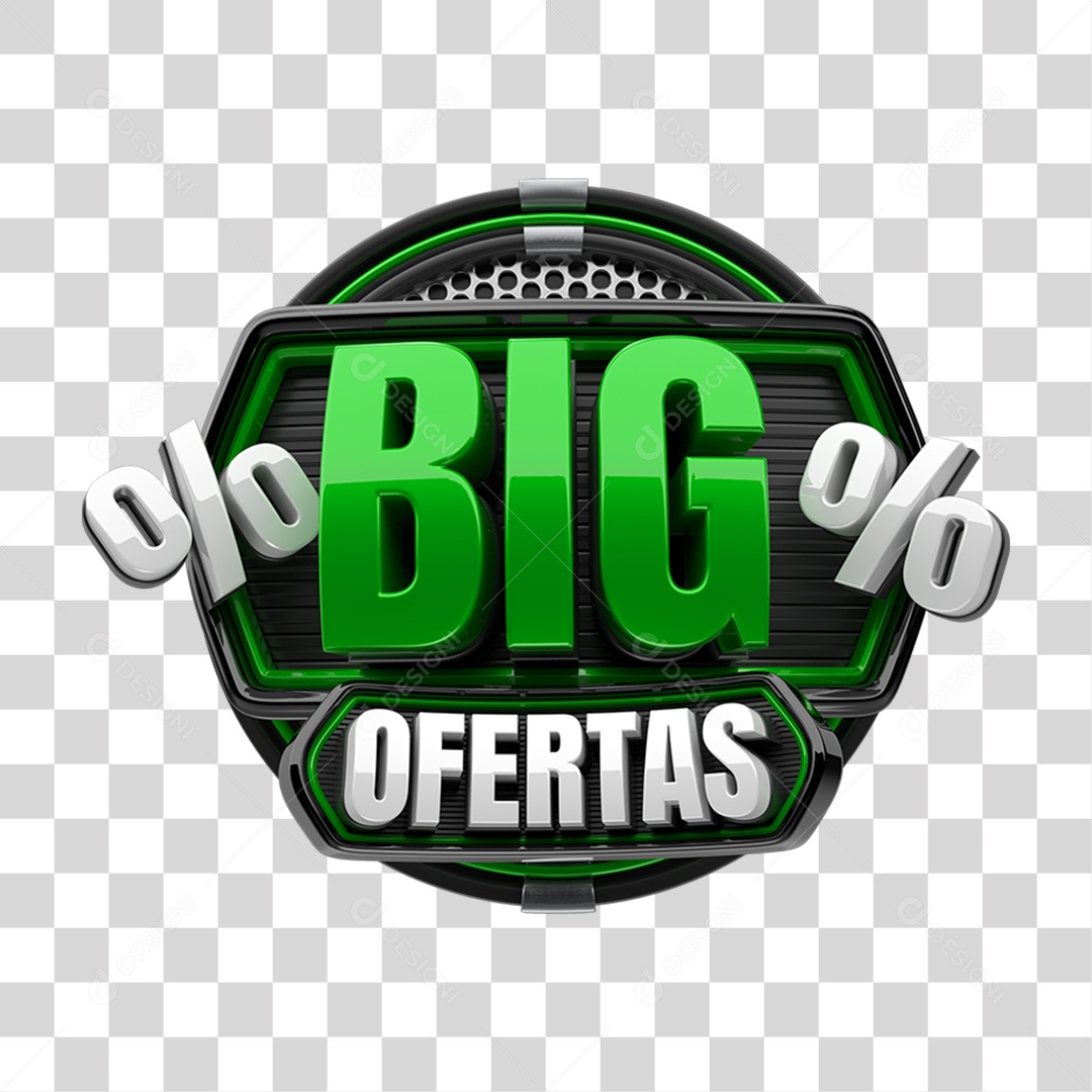 Selo 3D Big Ofertas para Composição PNG Transparente