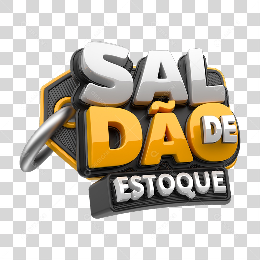 Selo 3D Saldão de Estoque para Composição PNG Transparente