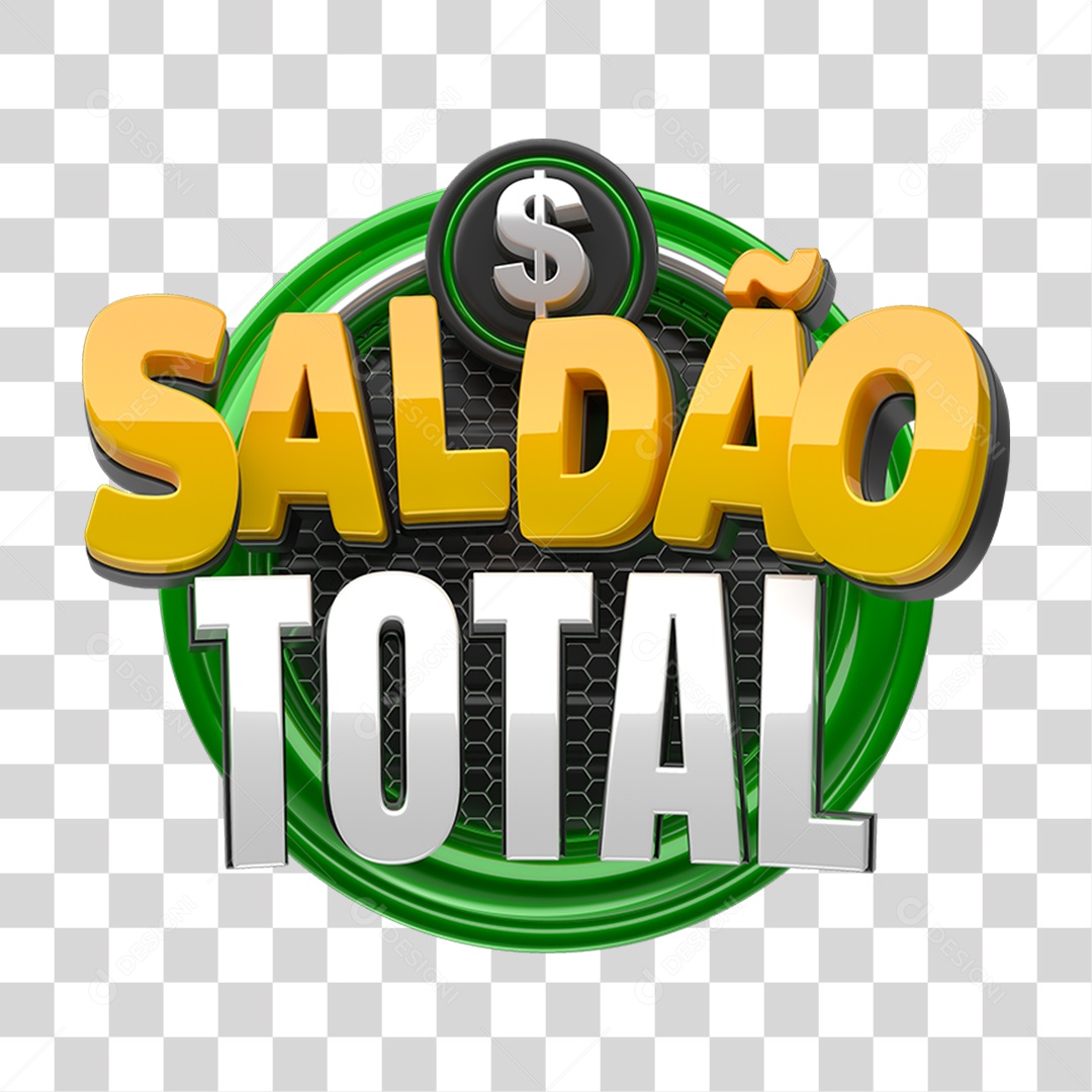 Selo 3D Saldão Total para Composição PNG Transparente