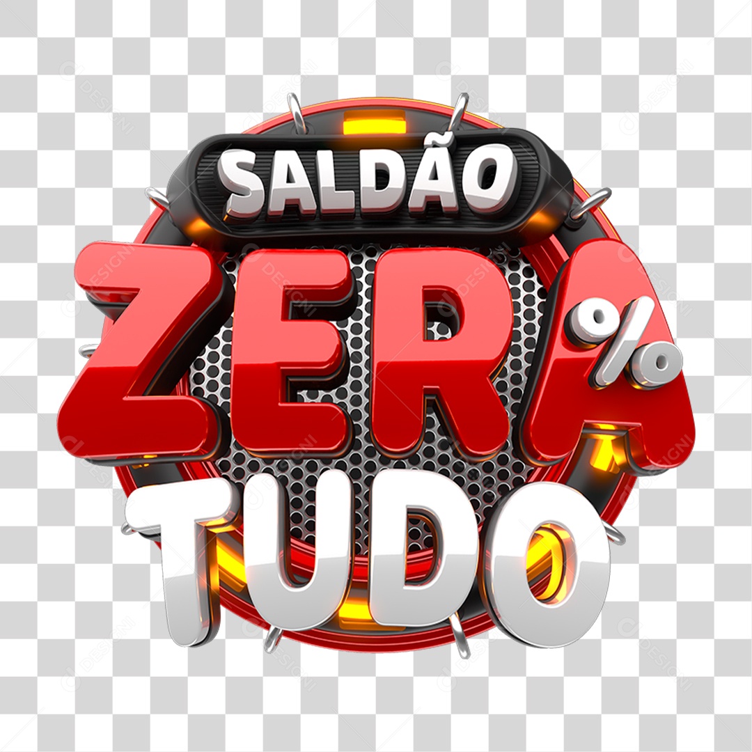 Selo 3D Saldão Zera Tudo para Composição PNG Transparente