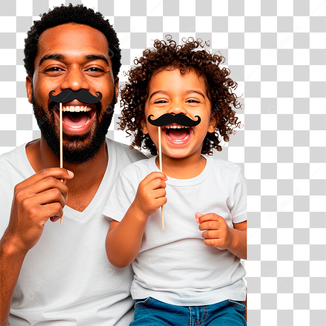 Pai e Filho com Bigode Falso PNG Transparente