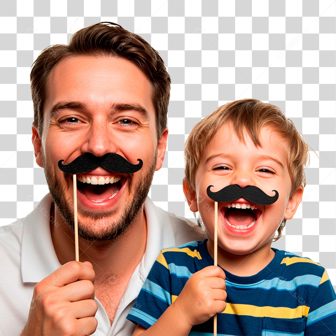 Pai e Filho com Bigode Falso PNG Transparente