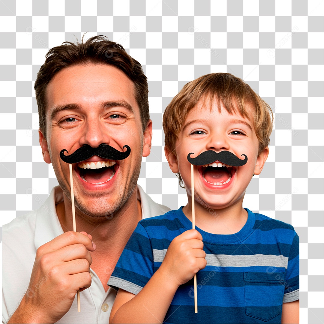 Pai e Filho com Bigode Falso PNG Transparente
