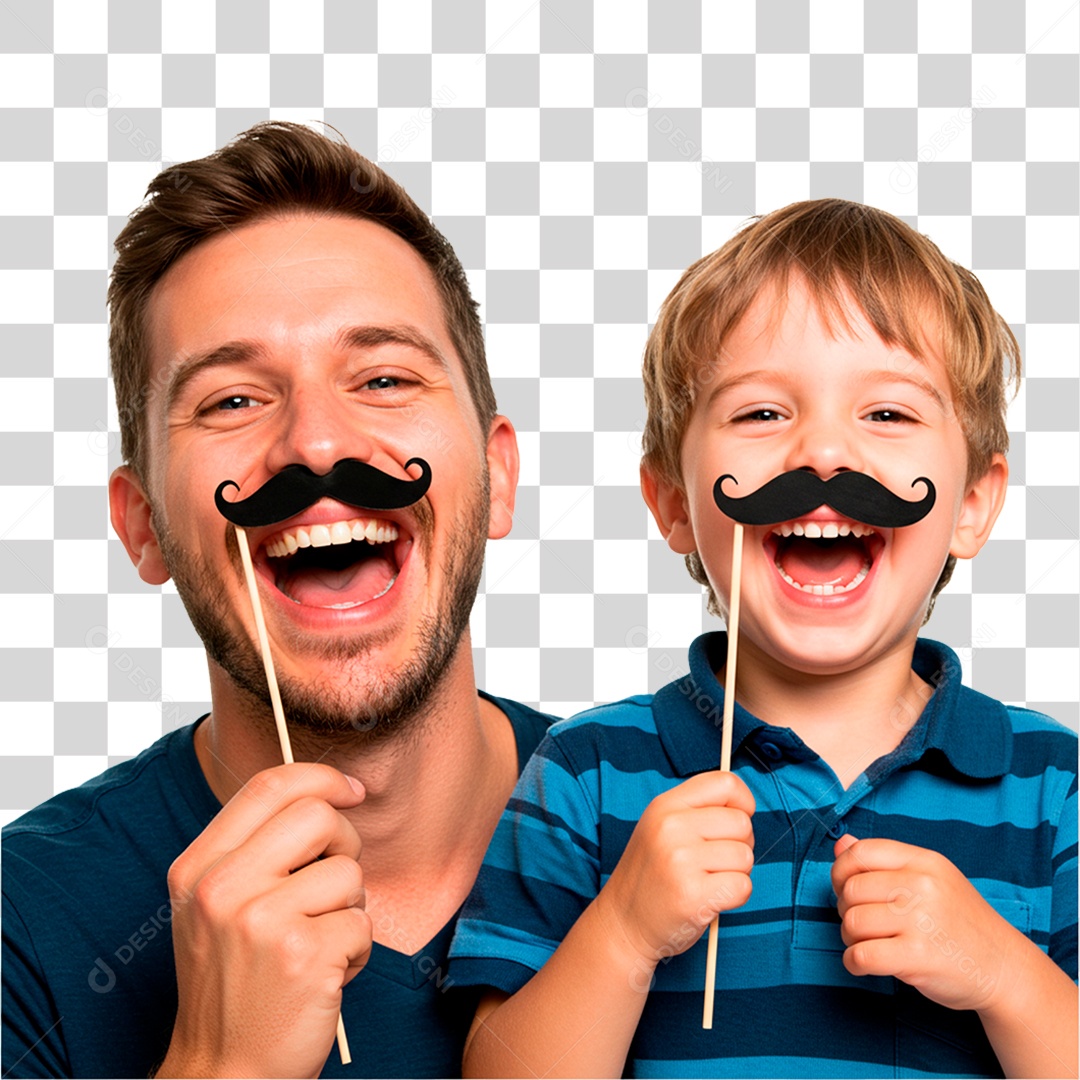 Pai e Filho com Bigode Falso PNG Transparente