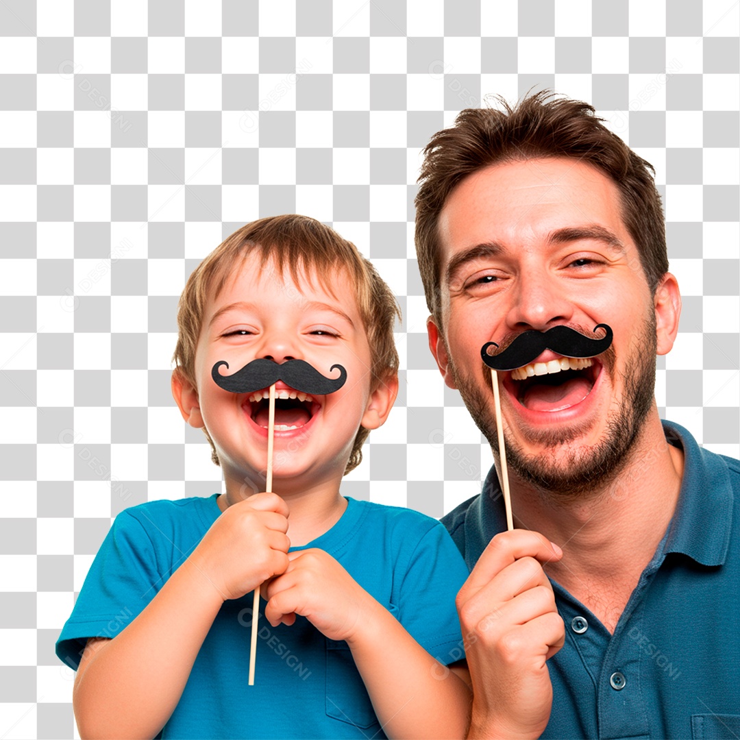 Pai e Filho com Bigode Falso PNG Transparente