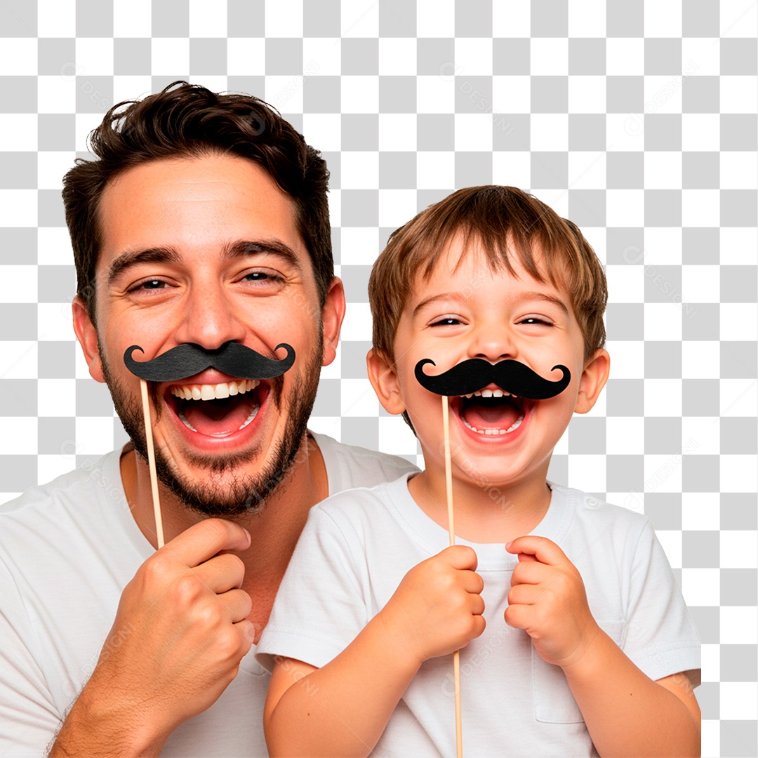 Pai e Filho com Bigode Falso PNG Transparente