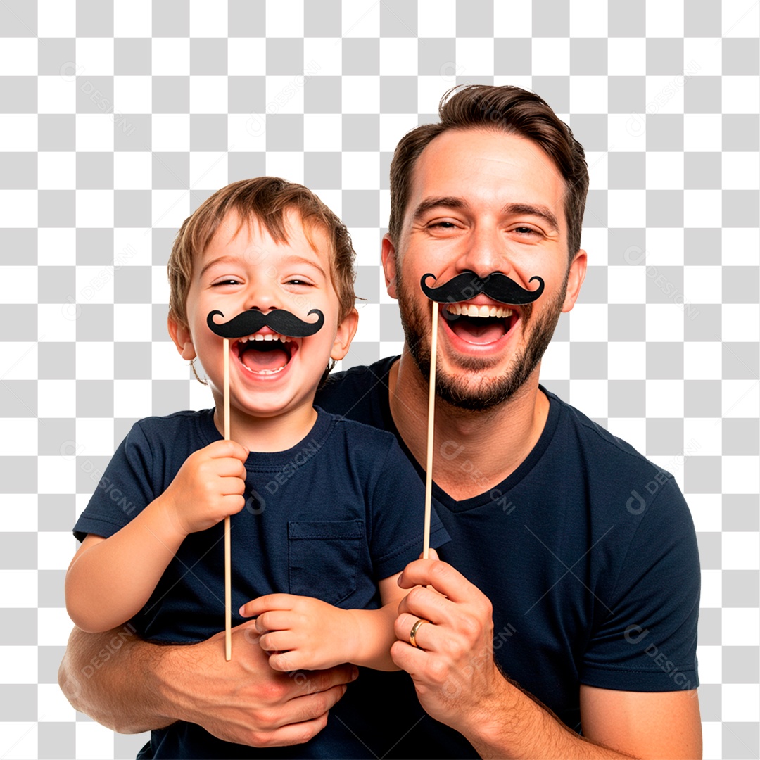 Pai e Filho com Bigode Falso PNG Transparente