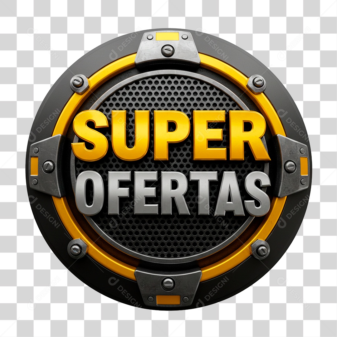 Selo 3D Super Ofertas para Composição PNG Transparente