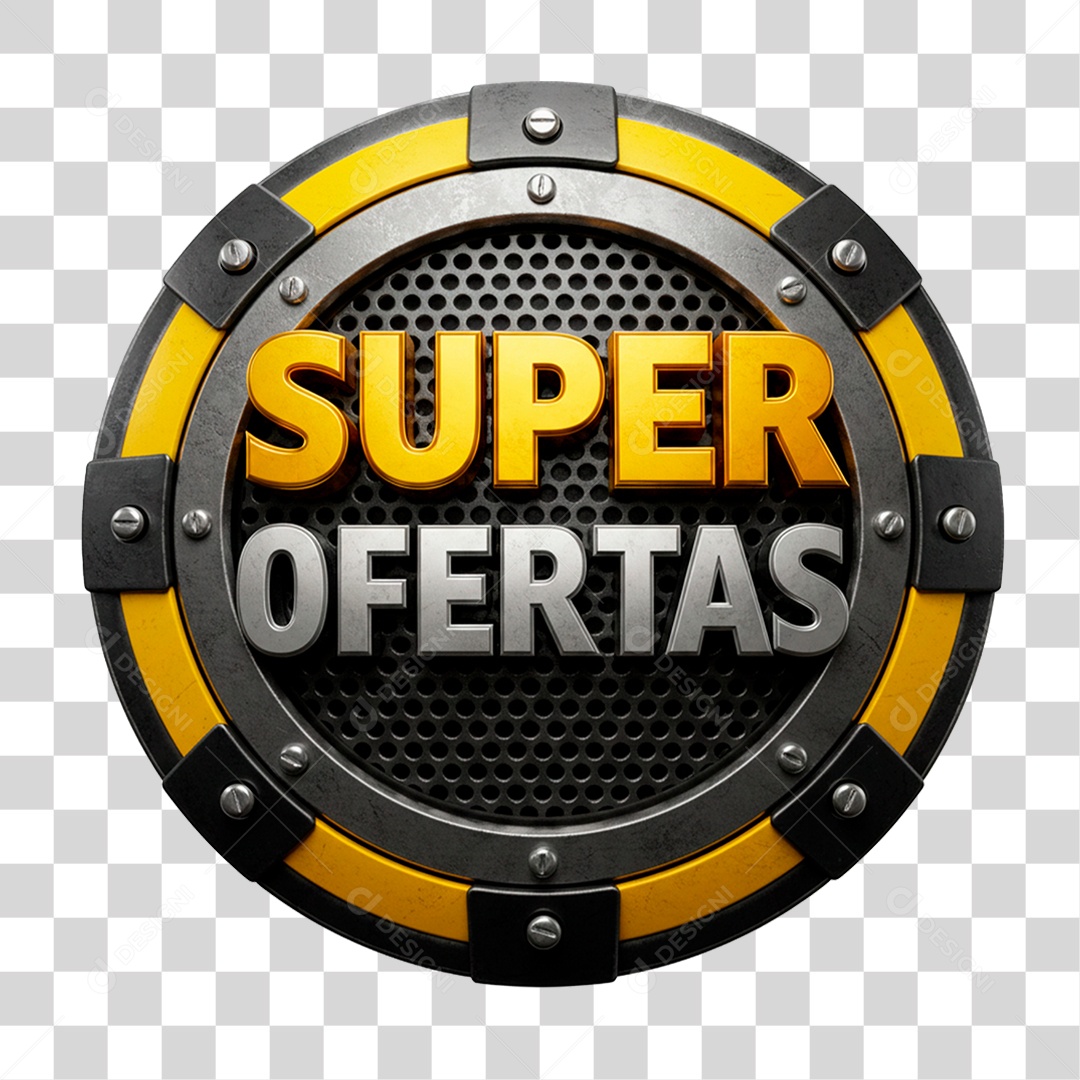 Selo 3D Super Ofertas para Composição PNG Transparente