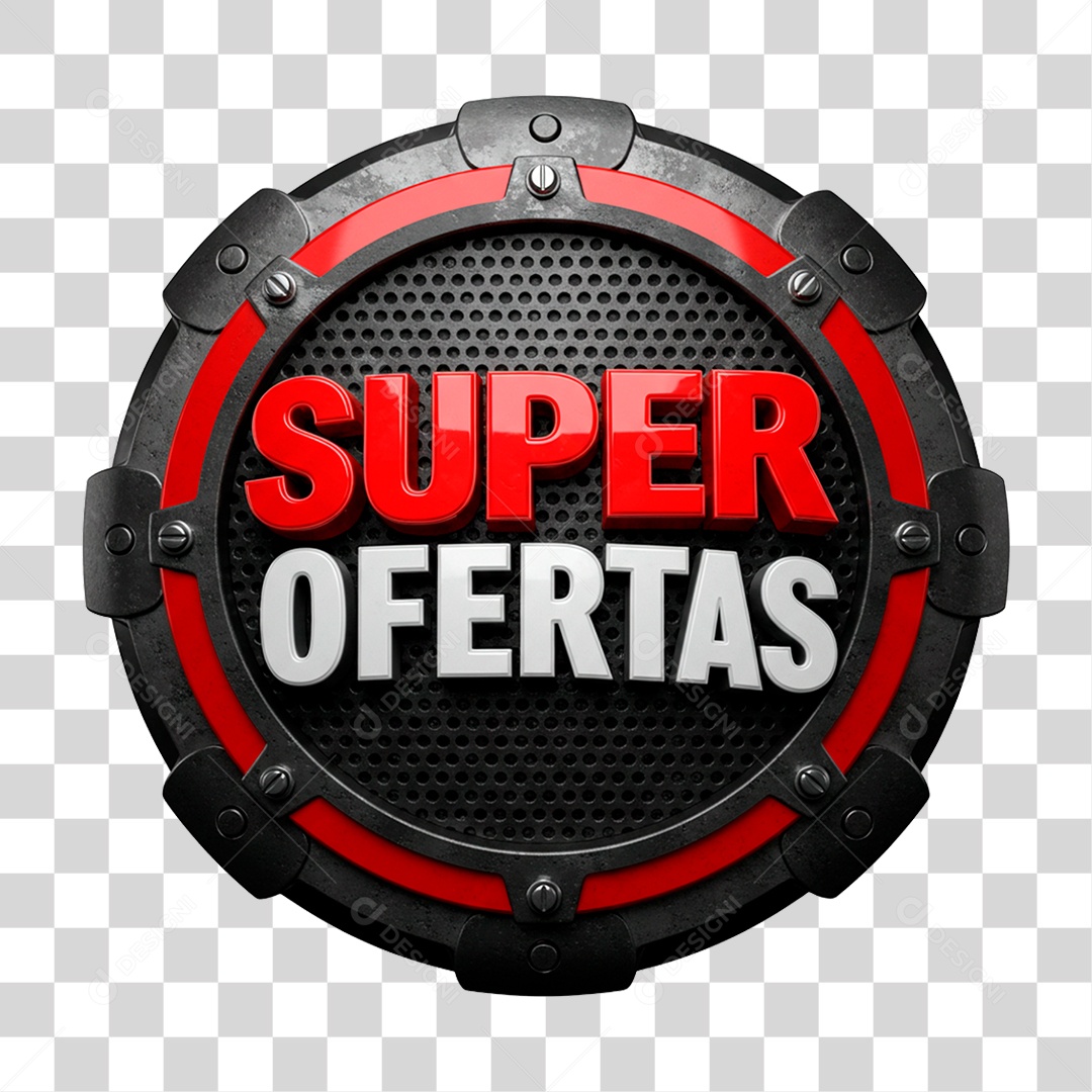 Selo 3D Super Ofertas para Composição PNG Transparente