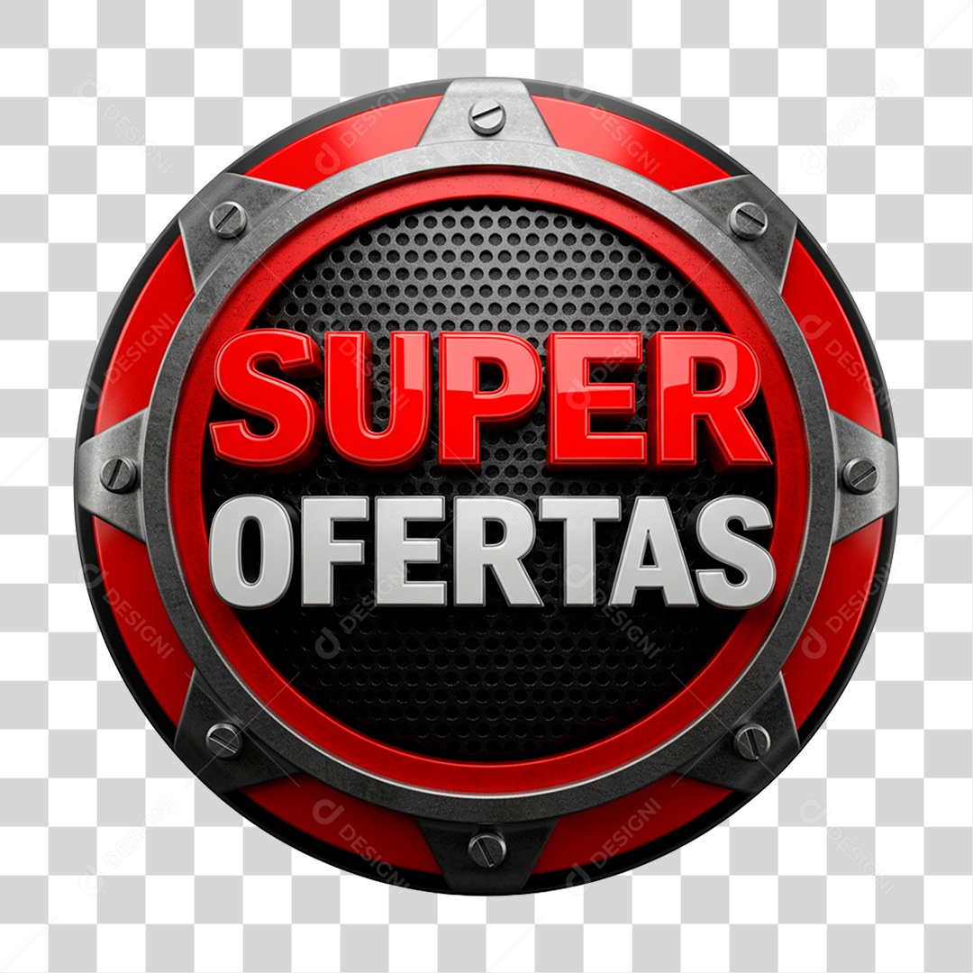 Selo 3D Super Ofertas para Composição PNG Transparente