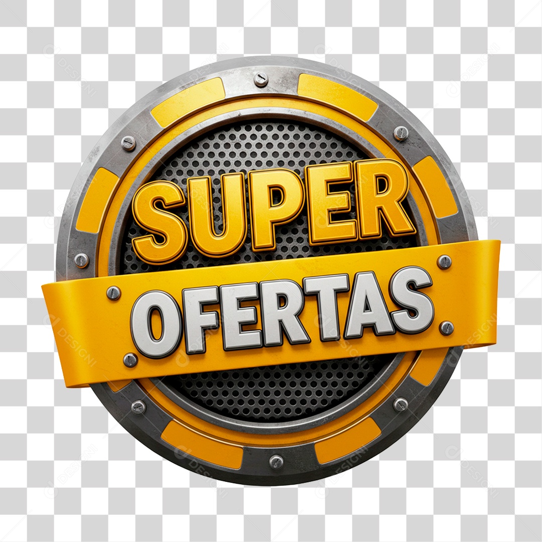 Selo 3D Super Ofertas Para Composição PNG Transparente