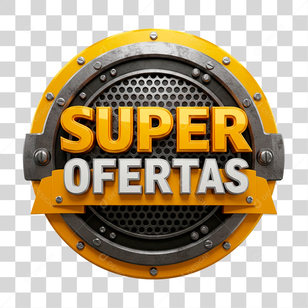 Selo 3D Super Ofertas Para Composição PNG Transparente
