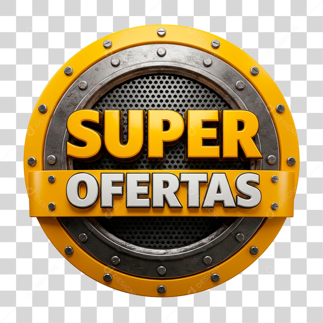 Selo 3D Super Ofertas Para Composição PNG Transparente