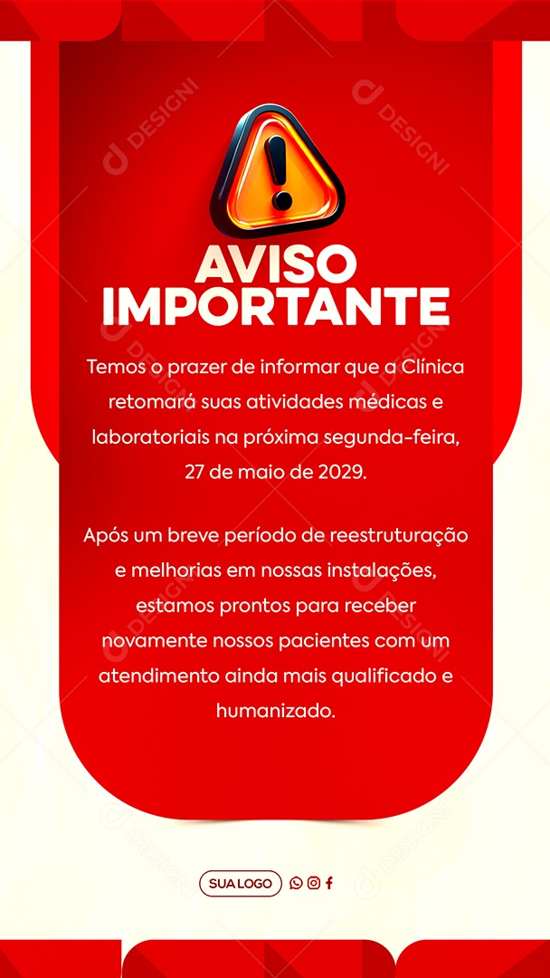 Story Comunicado Clinica Social Media PSD Editável