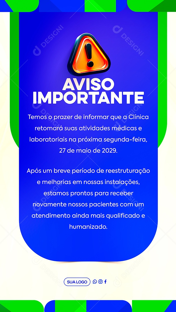 Story Comunicado Clinica Social Media PSD Editável