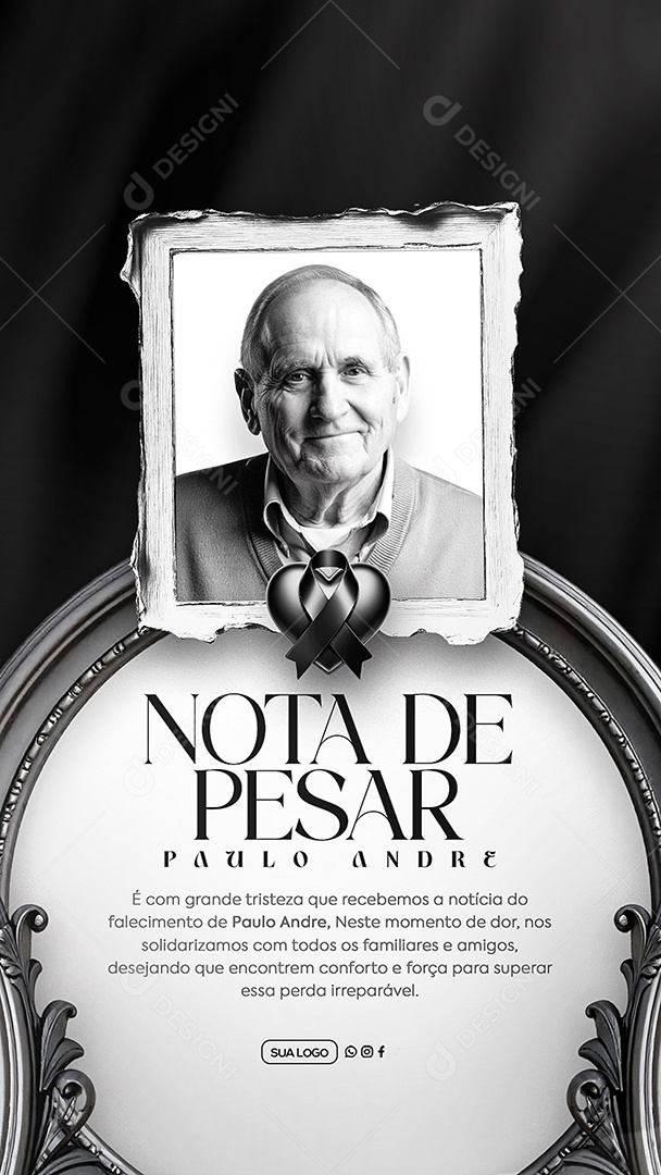 Story Nota de Pesar Social Media PSD Editável