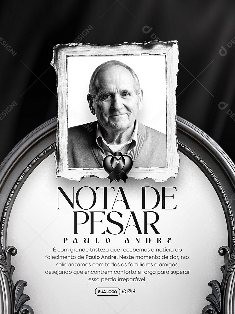 Nota de Pesar Social Media PSD Editável