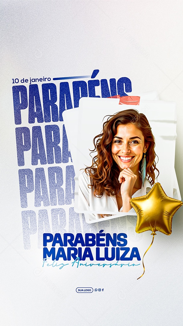 Story Feliz Aniversário Parabéns Maria Luiza Social Media PSD Editável