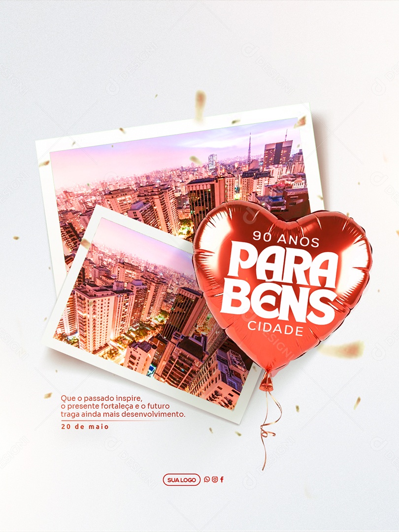 Parabéns Cidade 90 Anos Social Media PSD Editável