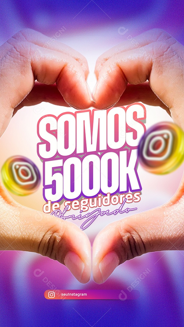Story Somos 5000k de Seguidores no Instagram Social Media PSD Editável