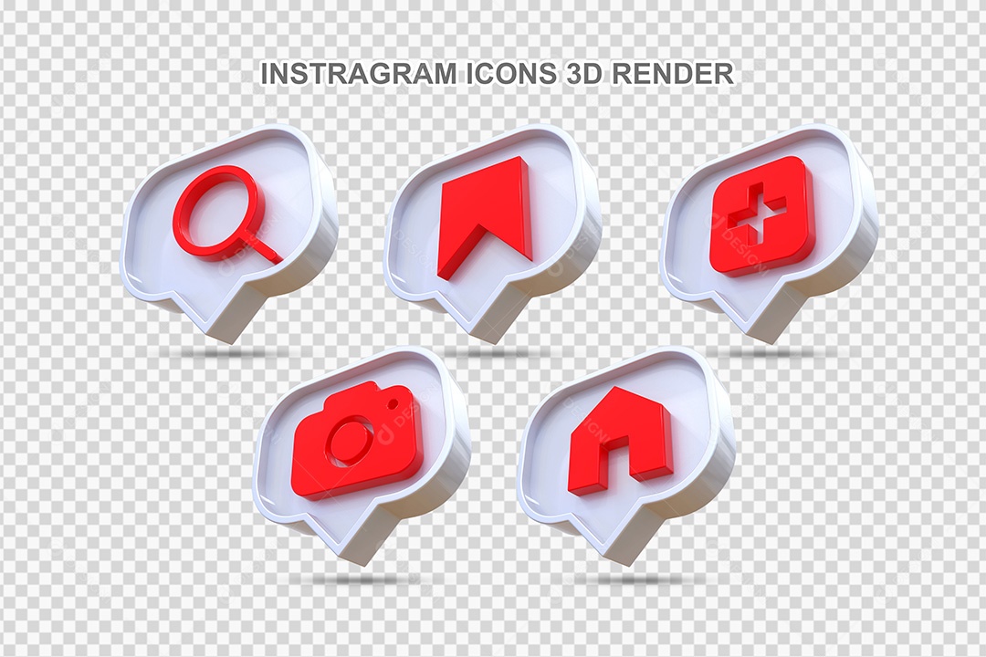 Elemento 3D Conjunto de Ícones de Redes Socias Branco Para Composição PSD
