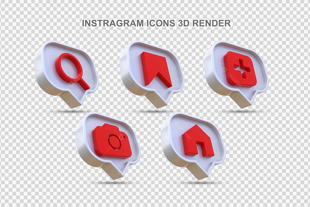 Elemento 3D Conjunto de Ícones de Redes Socias Branco Para Composição PSD