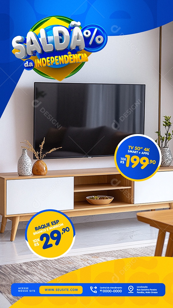 Story Saldão da Independência Loja Eletrodomésticos Tv Smart Social Media PSD Editável
