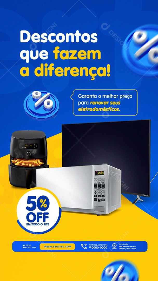 Story Saldão da Independência Loja Eletrodomésticos 50% Off Social Media PSD Editável