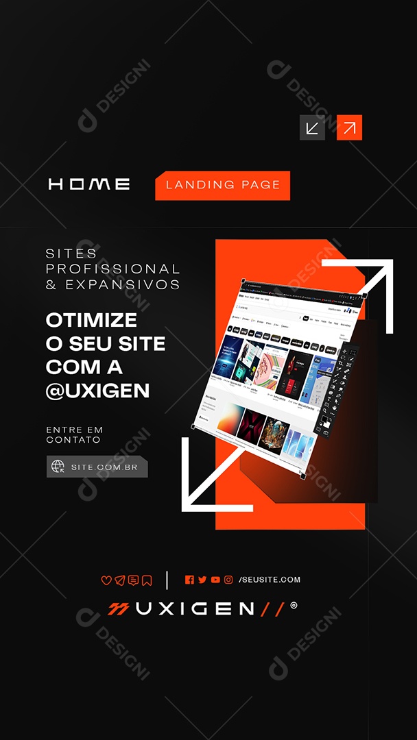 Story Landing Page Otime o Seu Site Com a Uxigen Social Media PSD Editável