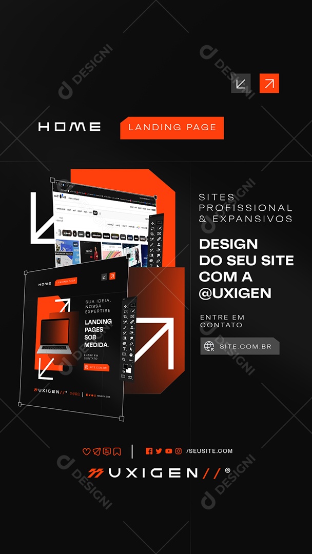 Story Landing Page Design do Seu Site com a Uxigen Social Media PSD Editável