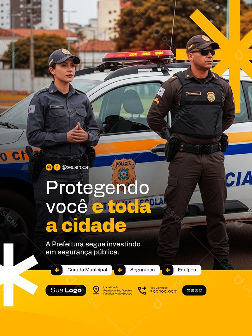Prefeitura Policia Protegendo Você e Toda a Cidade Social Media PSD Editável