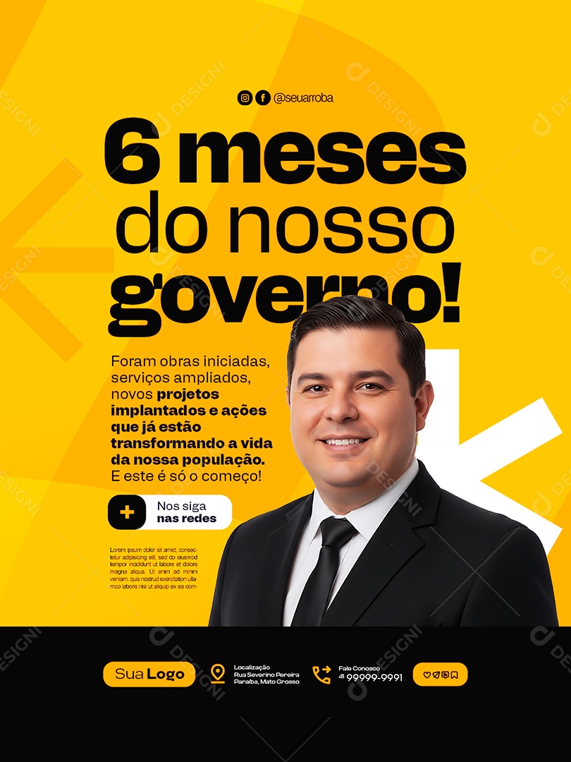 Prefeitura Prefeito Seis Meses do Nosso Governo Social Media PSD Editável