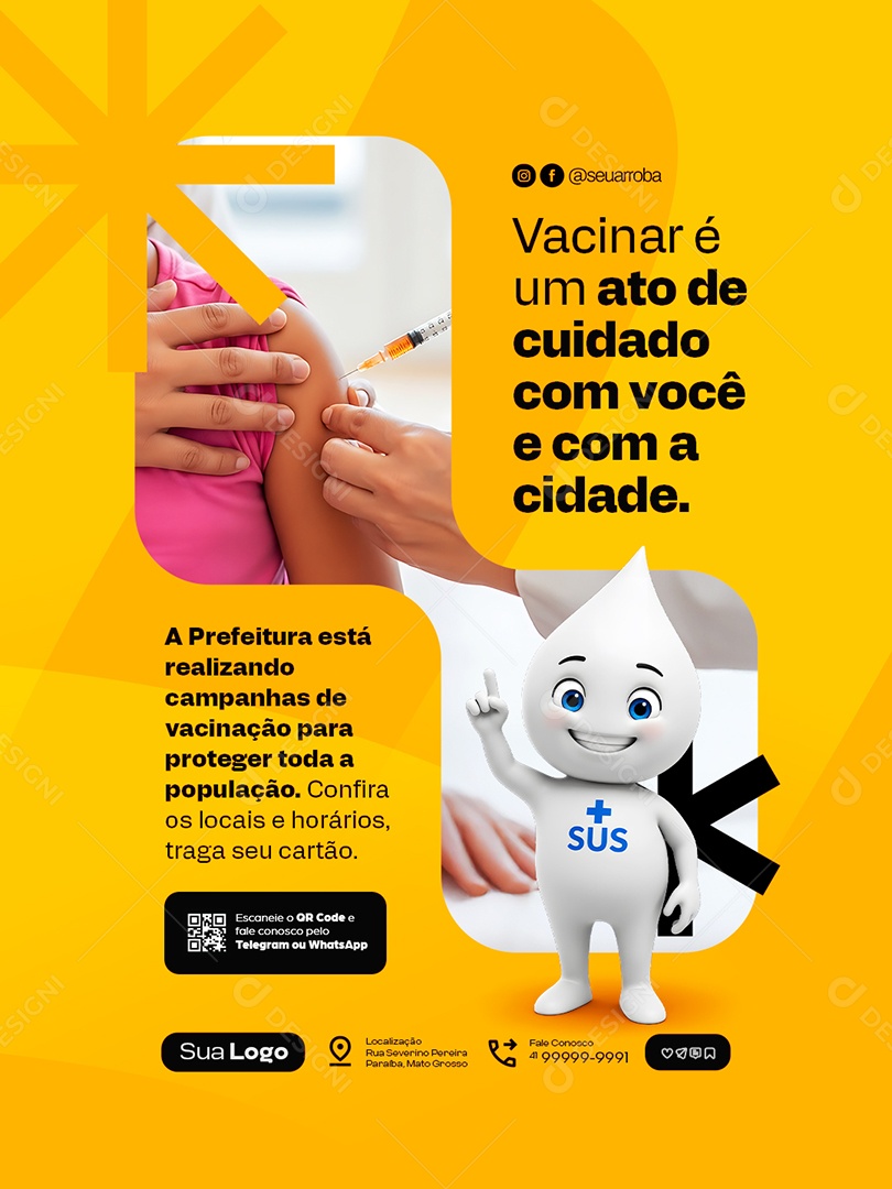 Prefeitura Vacinar é um Ato de Cuidado com Você Social Media PSD Editável