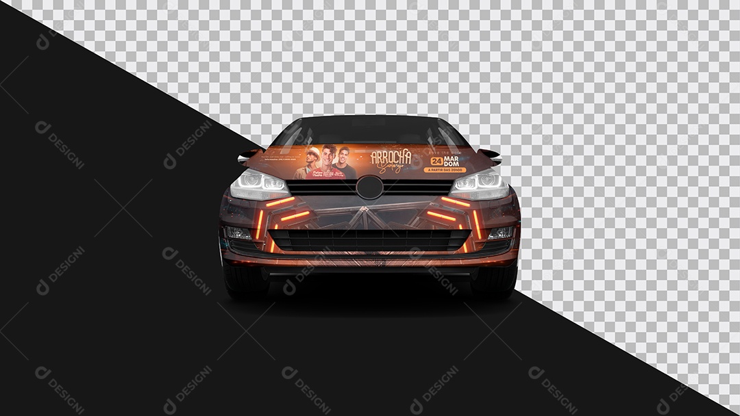Mockup Carro Envelopado Frente PSD Editável
