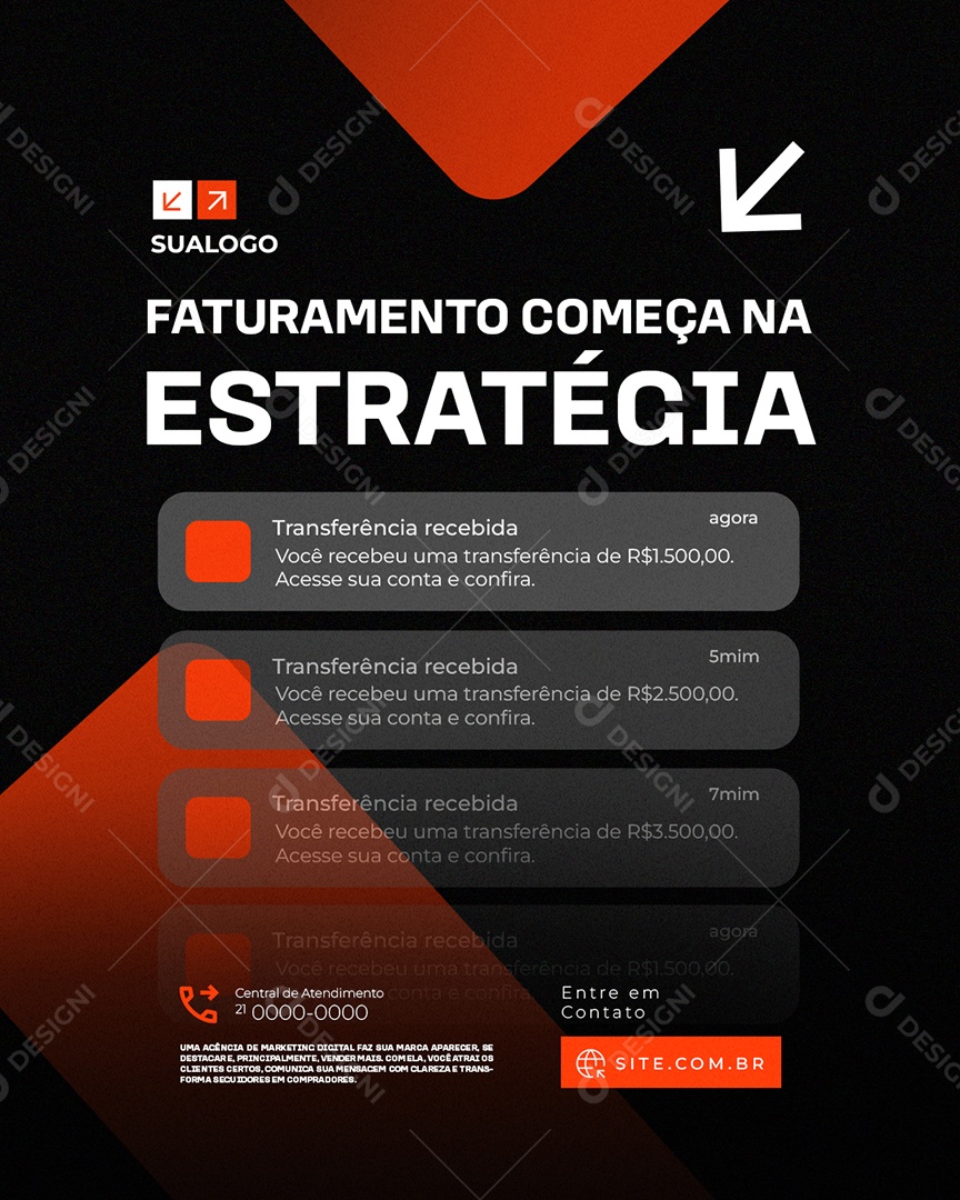 Marketing Digital Faturamento Começa na Estratégia Social Media PSD Editável