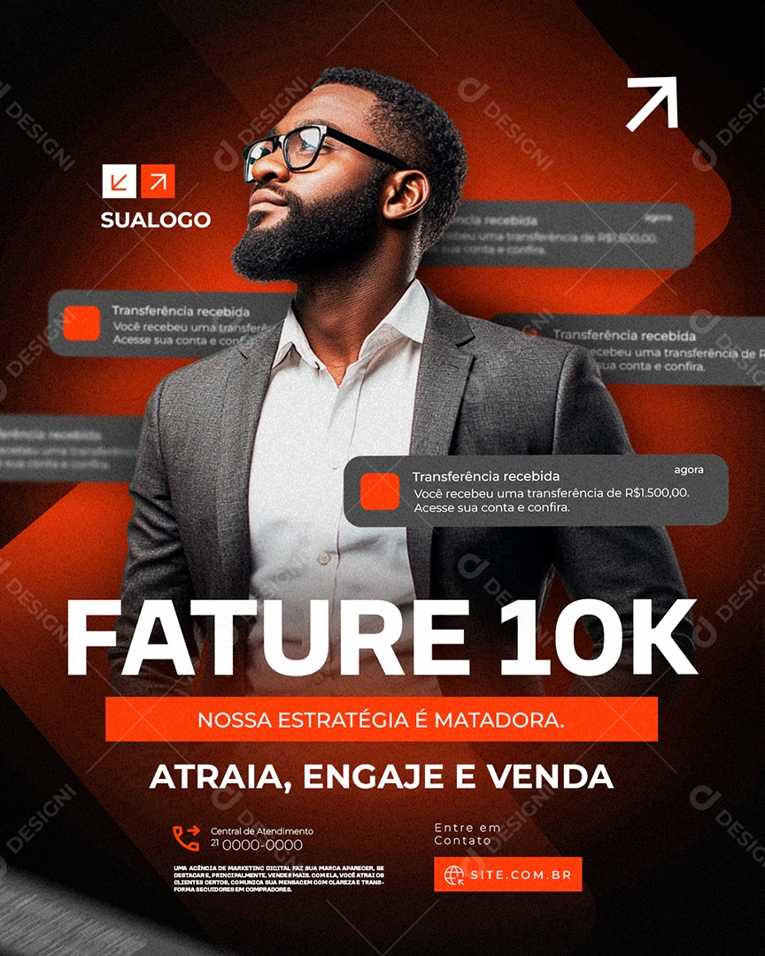Marketing Digital Fature 10K Nossa Estratégia é Matadora Social Media PSD Editável