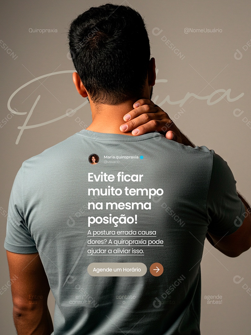 Quiropraxia Evite Ficar Muito Tempo na Mesma Posição Social Media PSD Editável