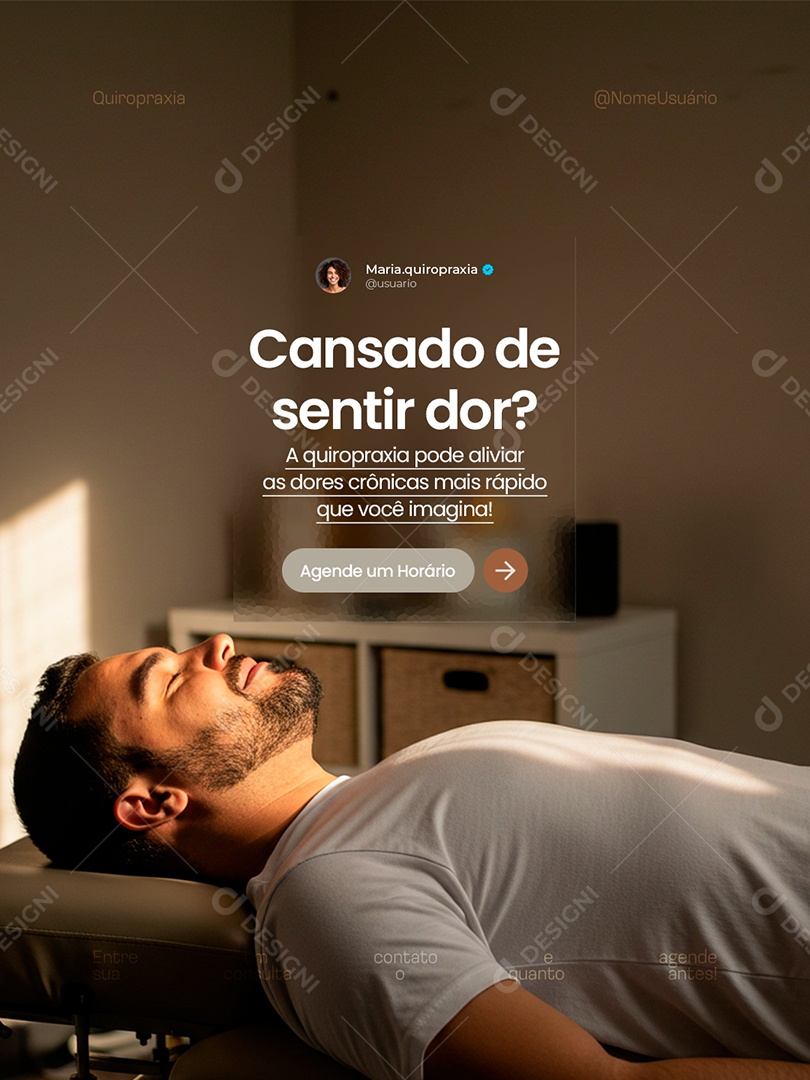 Quiropraxia Cansado de Sentir Dor Social Media PSD Editável
