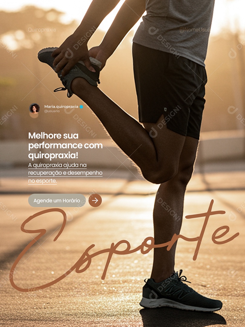 Melhore sua Perfomance com Quiropraxia Social Media PSD Editável