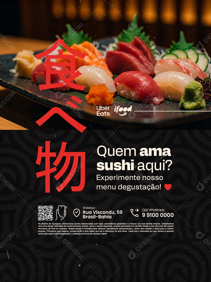 Restaurante Japonês Quem Ama  Sushi Aqui Social Media PSD Editável