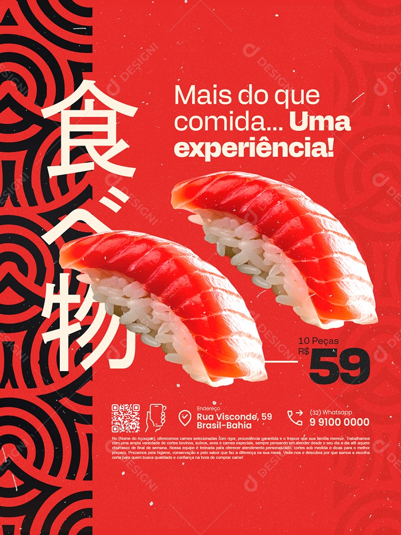Restaurante Japonês Mais do Que Comida Uma Experiência Social Media PSD Editável
