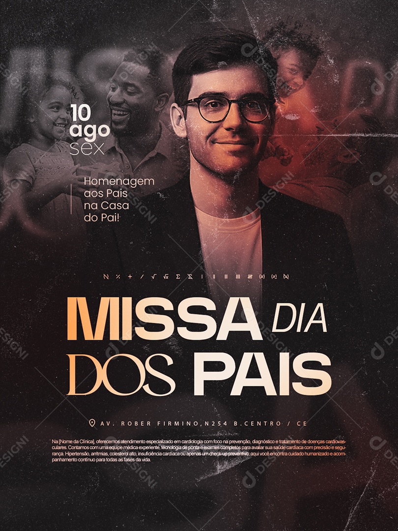 Social Media Missa Dia dos Pais Homenagem aos Pais na Casa do Pai PSD Editável