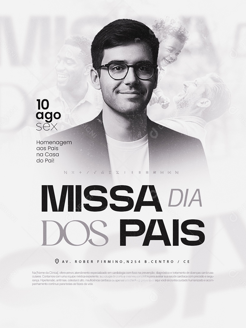 Social Media Missa Dia dos Pais Homenagem aos Pais na Casa do Pai PSD Editável